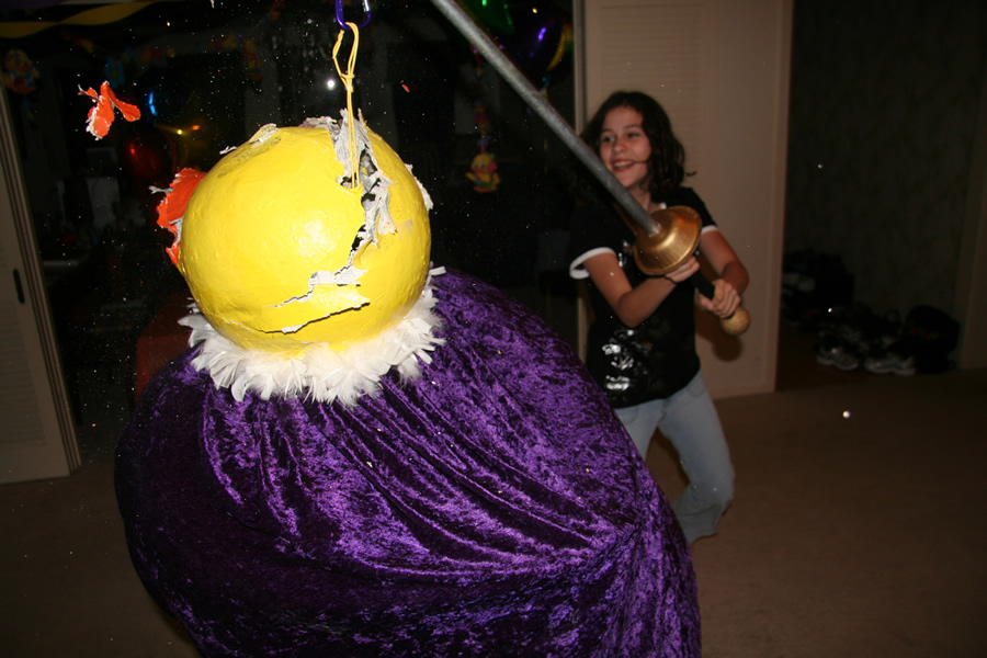 Hanging Pinata in Garage